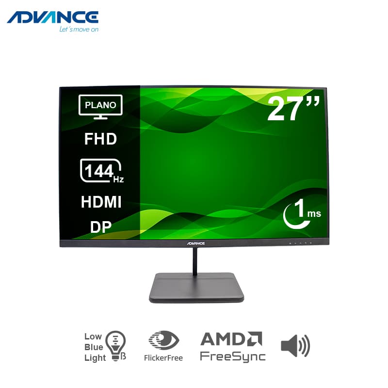 Monitor plano ADVANCE ADV-2755S 27" FHD IPS 144Hz 1ms HDMI DP AUDIO OUT negro