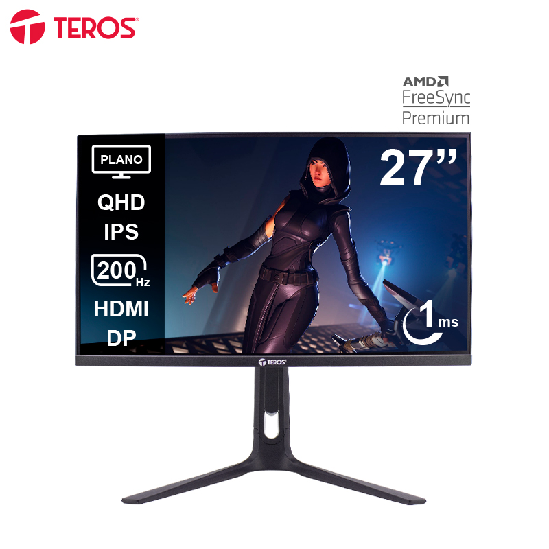 Monitor Plano Gaming TEROS TE-2754G, 27 QHD IPS 200Hz 1ms HDMI DP